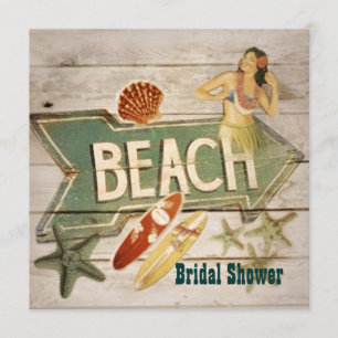 Surfer Aloha Hula Girl hawaii beach bridal shower Invitation