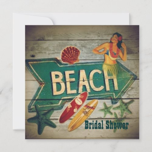 Surfer Aloha Hula Girl hawaii beach bridal shower Custom Invitation