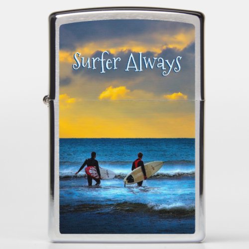 Surfer Always _ Surfing at Sundown Zippo Lighter