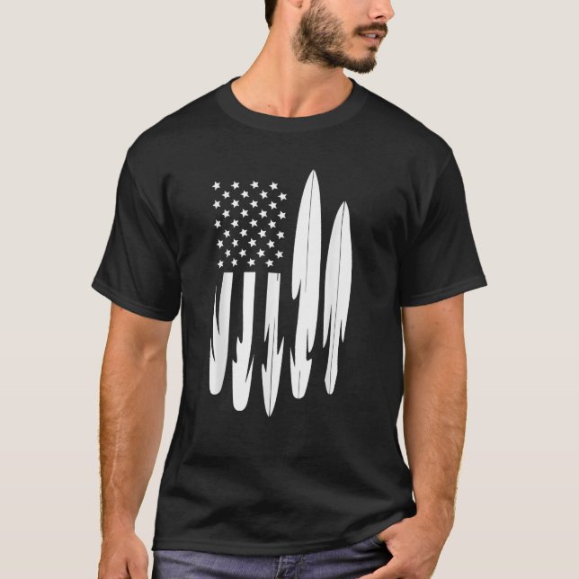 Surfer American Flag Surfboard 4th of july  T-Shirt (Front)