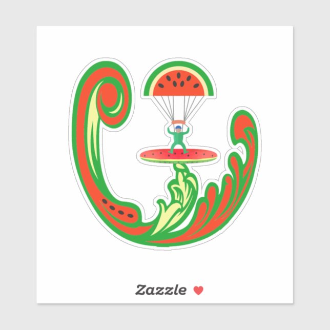 Surfer and Skydiver in Melon Water Sticker (Sheet)