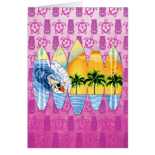 Surfer And Surfboards Cards (Front)