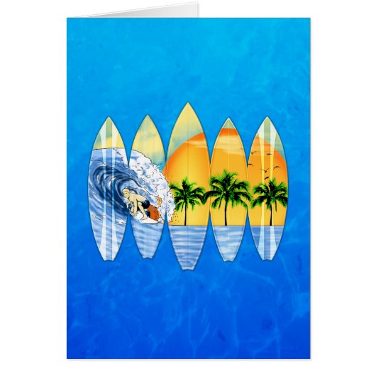 Surfer And Surfboards Cards (Front)