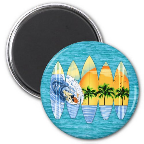 Surfer And Surfboards Magnet