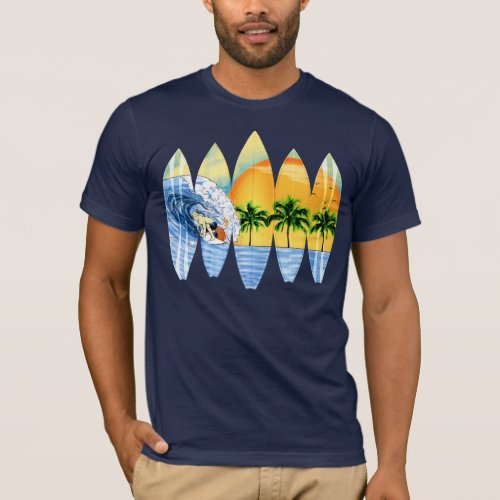 Surfer And Surfboards T_Shirt