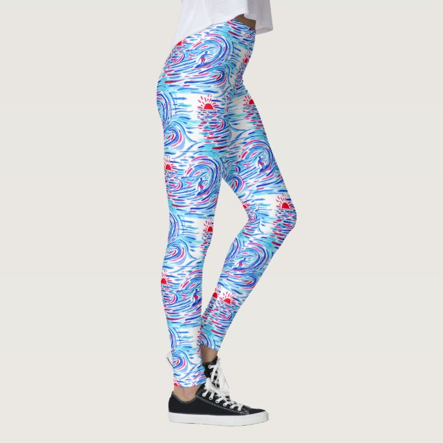 Surfer and Waves Leggings (Right)