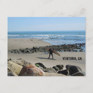 Surfer at Rincon Beach, Ventura, CA Postcard