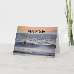 Surfer at Sunset Happy Birthday Card