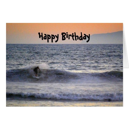 Surfer at Sunset Happy Birthday Card | Zazzle