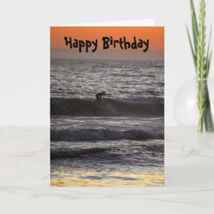 Surfer at Sunset Happy Birthday Card