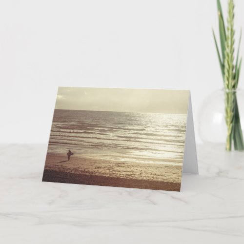 Surfer at sunset Newquay Cornwall Greeting Card