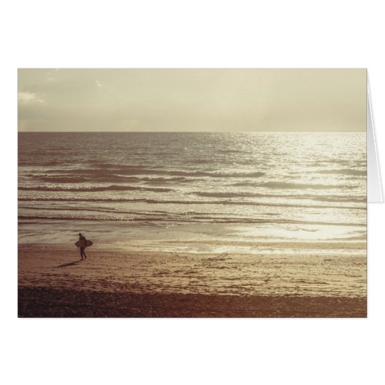 Surfer at sunset, Newquay, Cornwall Greeting Card