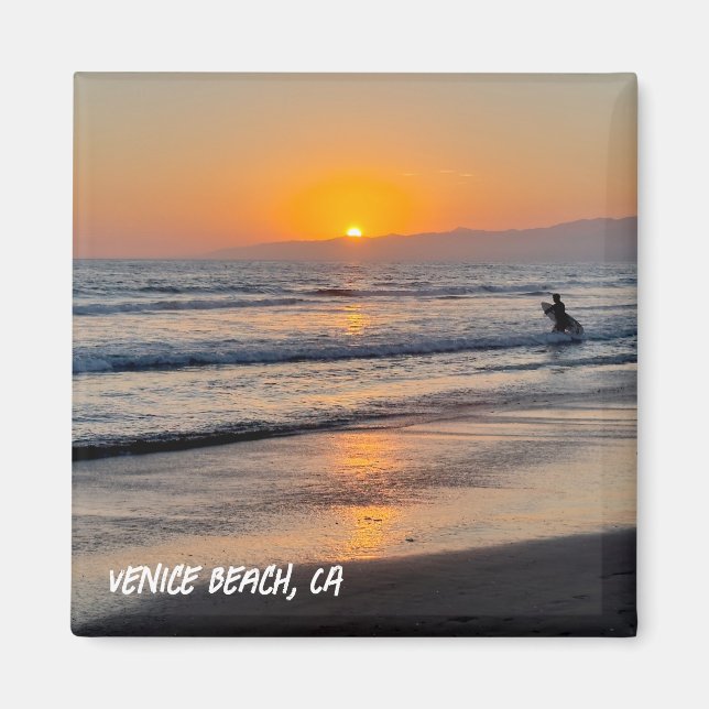Surfer at Sunset - Venice Beach, CA Magnet (Front)