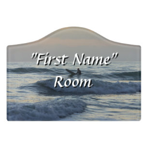 Surfer Awaits Door Sign