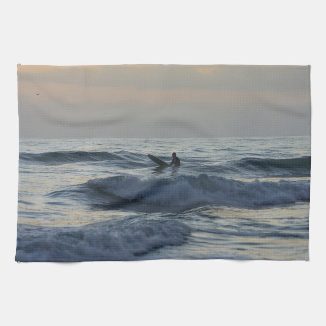Surfer Awaits Kitchen Towel (Horizontal)