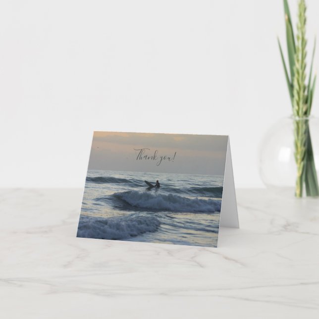 Surfer Awaits Thank You Card (Front)