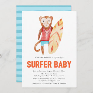 Surfer Baby   Baby Shower Invitation