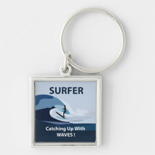 Surfer Beach Surfing Keychain