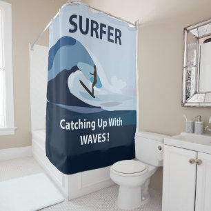 Surfer Beach Surfing Shower Curtain