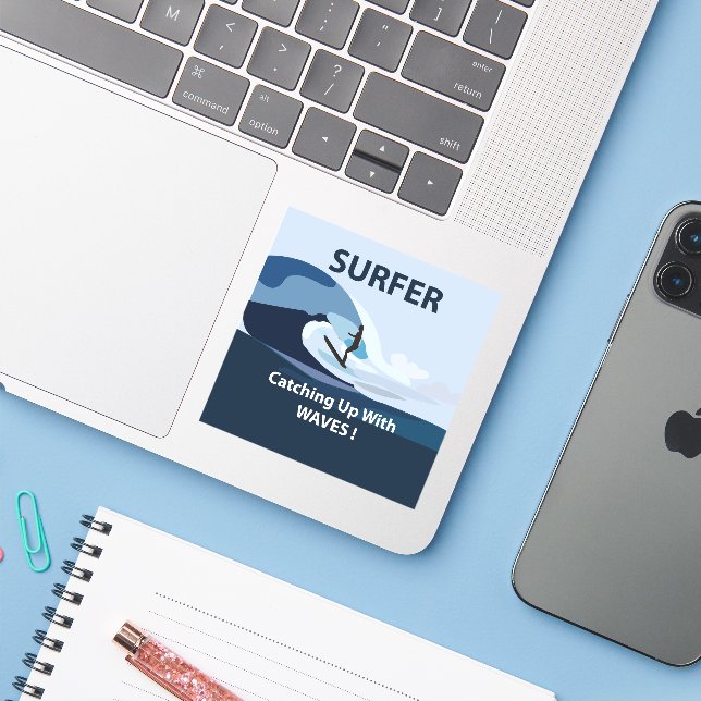 Surfer Beach Surfing  Sticker (Laptop w/ iPhone)