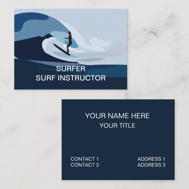 Surfer Beach Surfing Surf Instructor Business Card (Front/Back)