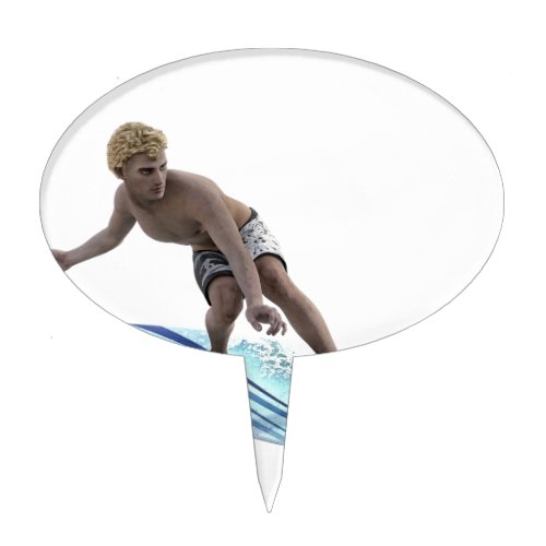 Surfer bending down and Moving to the Left Cake Topper