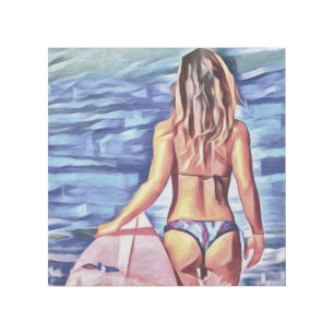 SURFER BIKINI GIRL ART WRAP WALL DECOR