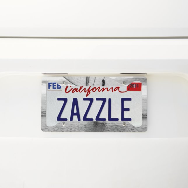Surfer Black & White Vibes #4 #wall #art License Plate Frame (On Car)