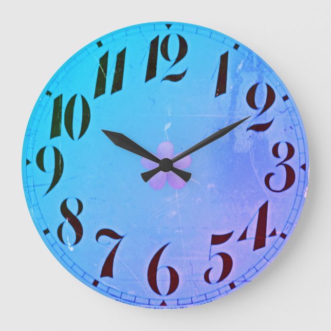 Surfer Blue Lavender Flower Large Clock (Front)