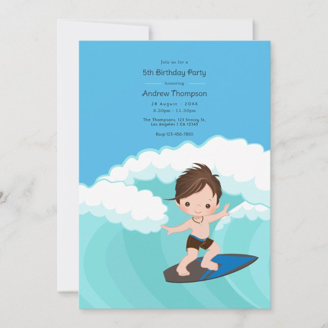 Surfer Boy Birthday Party Invitation (Front)
