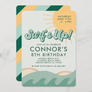 Surfer Boy Birthday Surf's Up Any Age Invitation