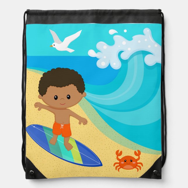 Surfer boy drawstring bag (Front)
