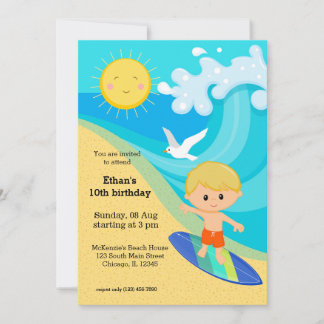 Surfer boy invitation