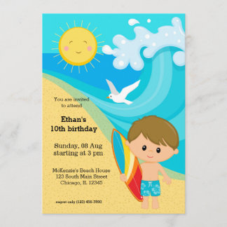 Surfer boy invitation