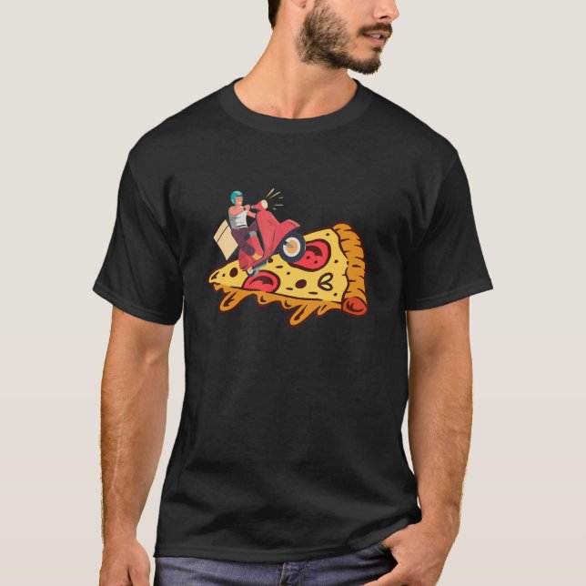 Surfer Boy Surfing Pizza Matching Cute Pizza Deliv T-Shirt (Front)