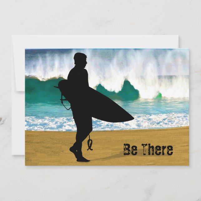 Surfer by a Crashing Tube Invitation (Front)