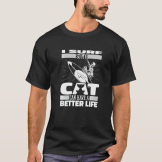 Surfer Cat Surfboard Waves Surfrider Surfing T-Shirt
