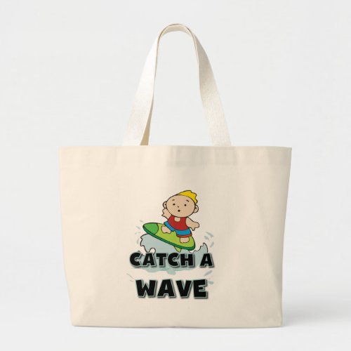 Surfer Catch a Wave Large Tote Bag
