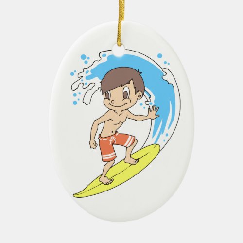 Surfer Ceramic Ornament