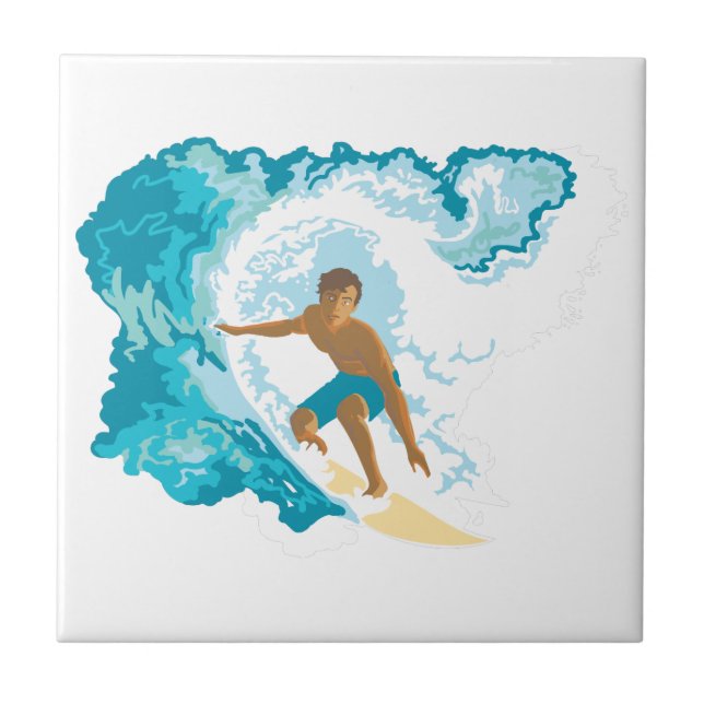 Surfer Ceramic Tile (Front)
