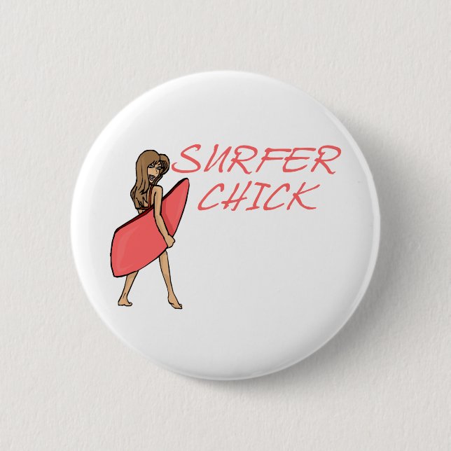 Surfer Chick Pinback Button (Front)