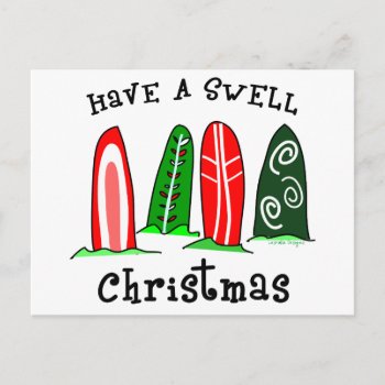 Surfer Christmas Holiday Postcard by christmasgiftshop at Zazzle