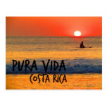 Surfer Costa Rica Pura Vida Sunset Postcard Surfer Costa Rica Pura Vida Sunset Postcard