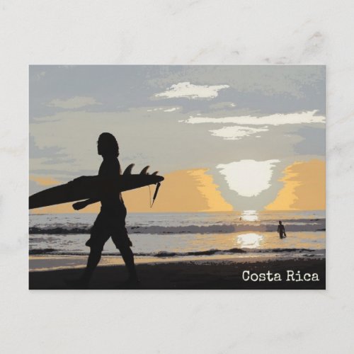 Surfer Costa Rica Sunset Postcard