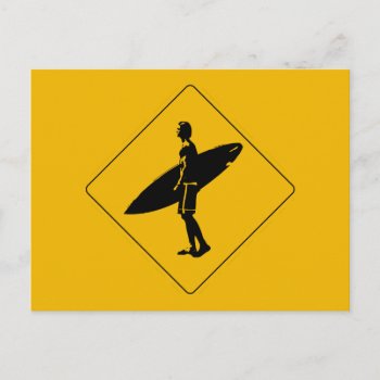 Surfer Crossing Warning Sign  San Diego Postcard by worldofsigns at Zazzle
