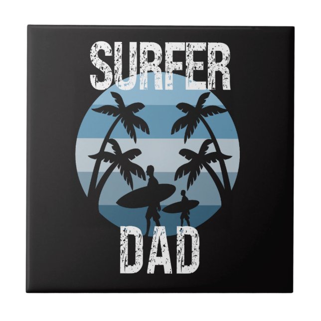 Surfer Dad Ceramic Tile (Front)