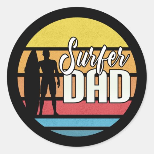 Surfer Dad Fathers Day Tropical Art  Sticker