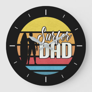 Surfer Dad Father's Day Tropical Art Wall Clock