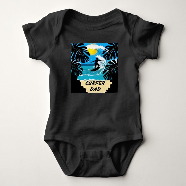 Surfer Dad/Happy Father's Day Baby Bodysuit (Front)