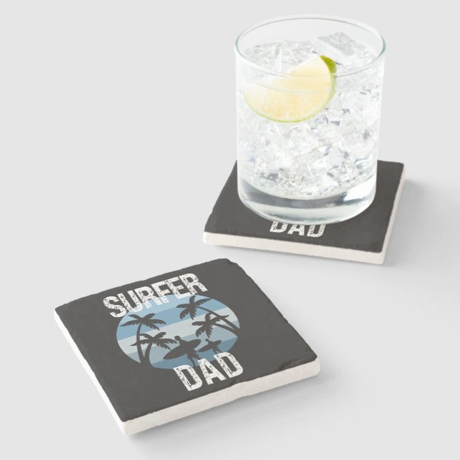Surfer Dad Stone Coaster (Side)